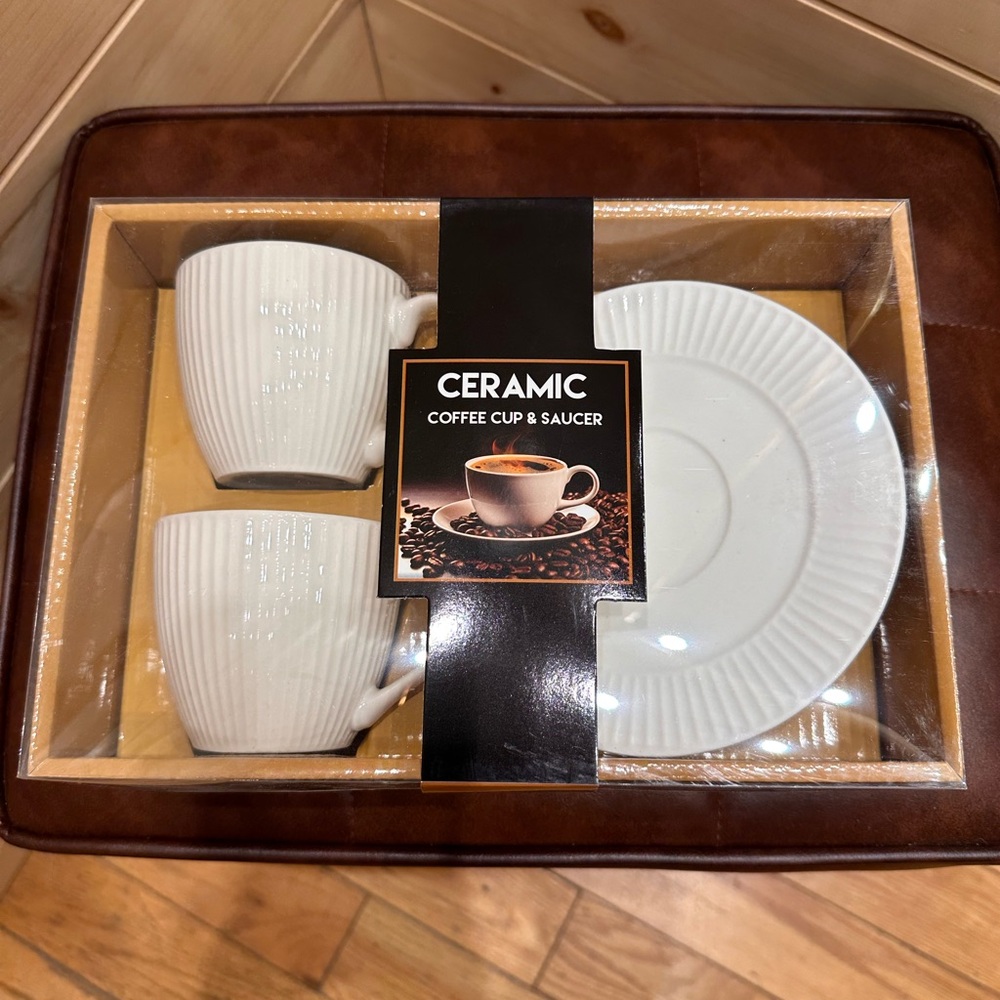Classic White Ceramic Coffee Cup & Saucer Set